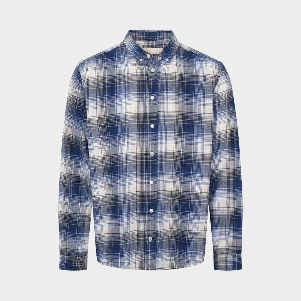 Legends Humphrey Flannel Check 01 Shirt Shirts L/S Cobalt Blue